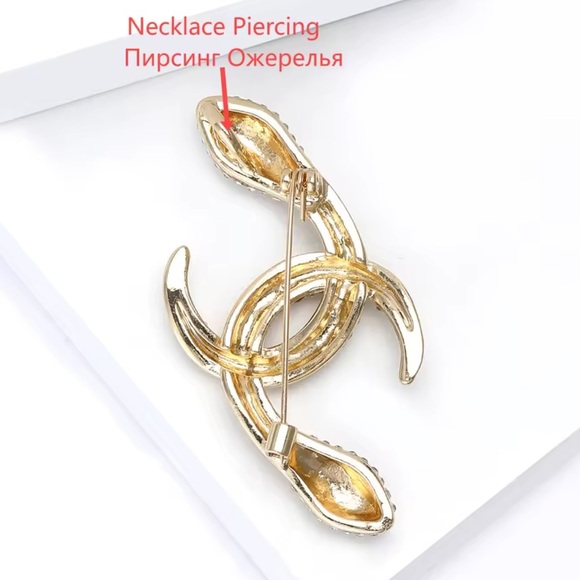 Serpenti Snake Gold Crystal Green Eyes Brooch - Picture 8 of 9